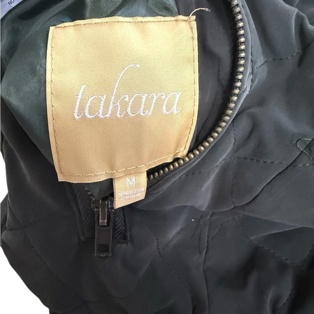 Takara Olive Green Aztec Quilted Vest Reversible with Zipper Pockets Size M